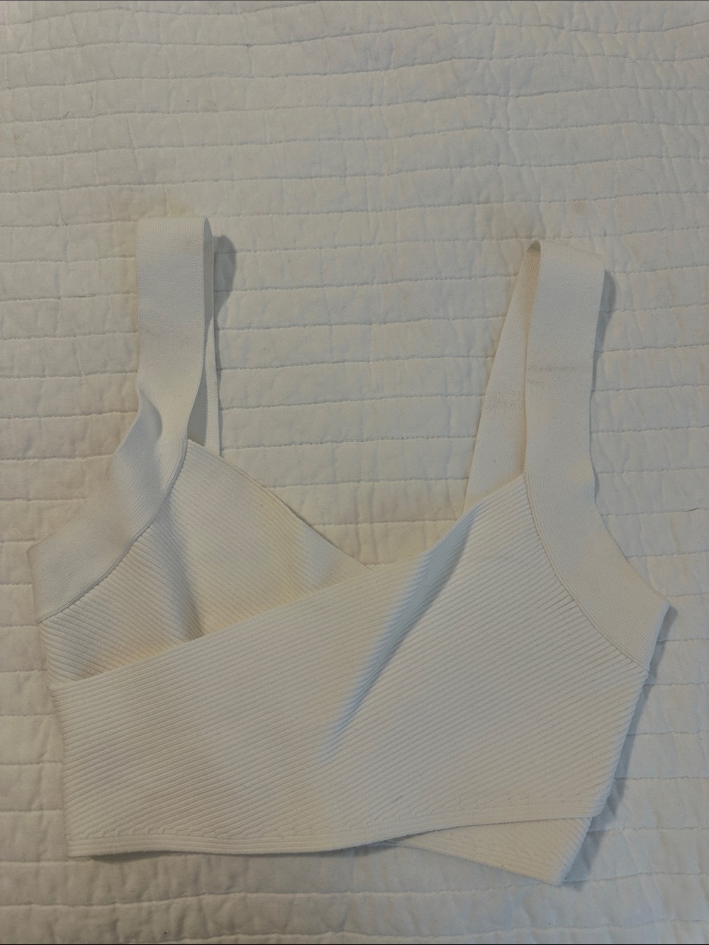Aritzia Ivory Ribbed Cropped Tank Bralette